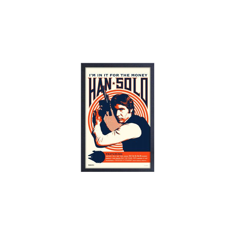 Star wars -  image encadrée rock poster - han solo (33 cm x 48 cm)
