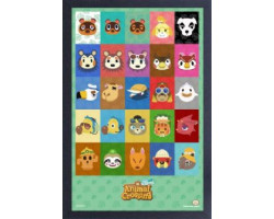 Animal crossing -  image encadrée icones personnages (33 cm x 48 cm)