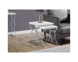 I-3401 Set of 2 tables (white/chromed metal)