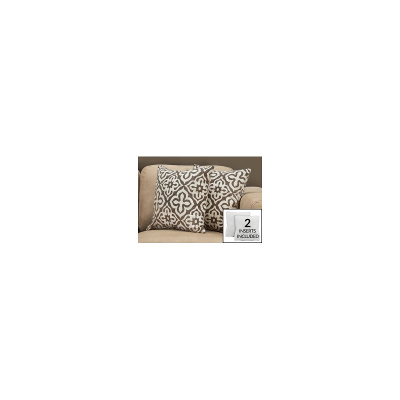 I-9217 set of 2 cushions (white/dark taupe)