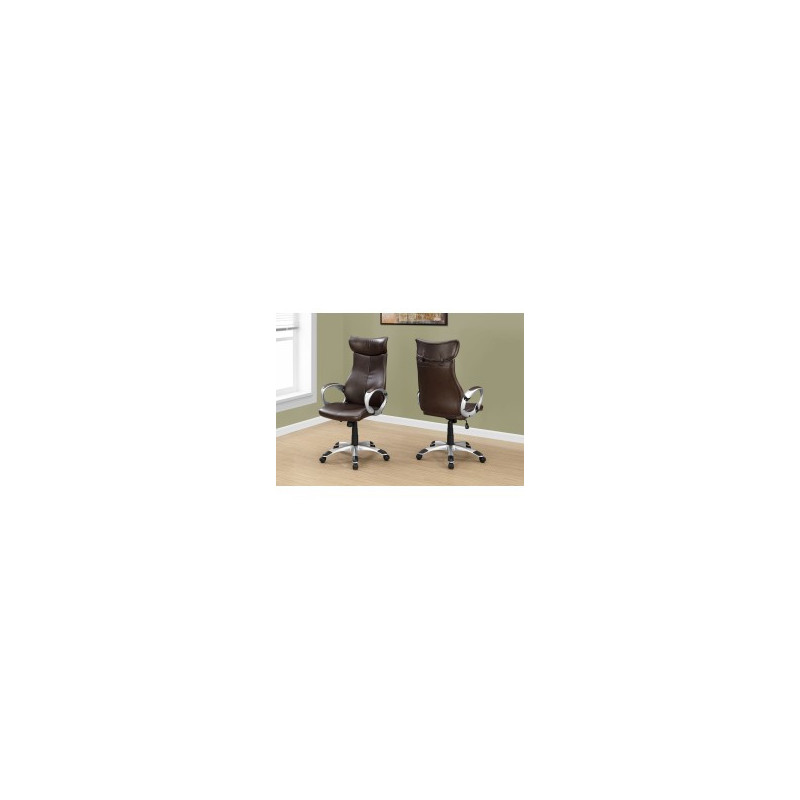I-7289 Chaise de bureau Simili cuir brun/ Dossier haut