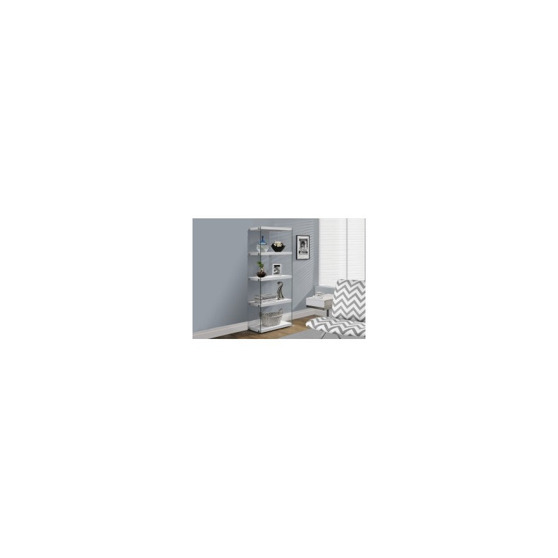 I-3289 Etagere - 60"H / White gloss with tempered glass