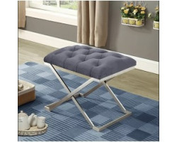 IF-6290 Fabric Ottoman with Stainless Steel Legs (Grey Velvet)