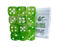 Role 4 initiative -  ensemble de 12 dés 6 (18mm) - diffusion slime green