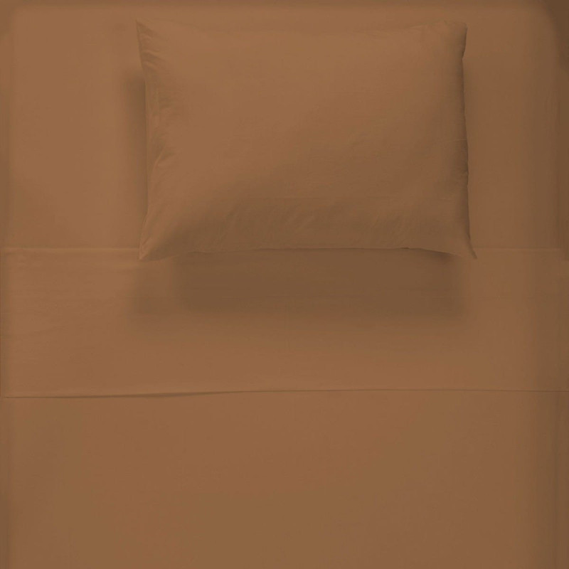 Flannel Double Bed Sheet Set - Plain Caramel