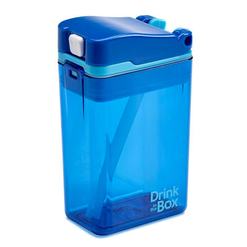 Drink in the Box Contenant avec Paille 8oz- Bleu
