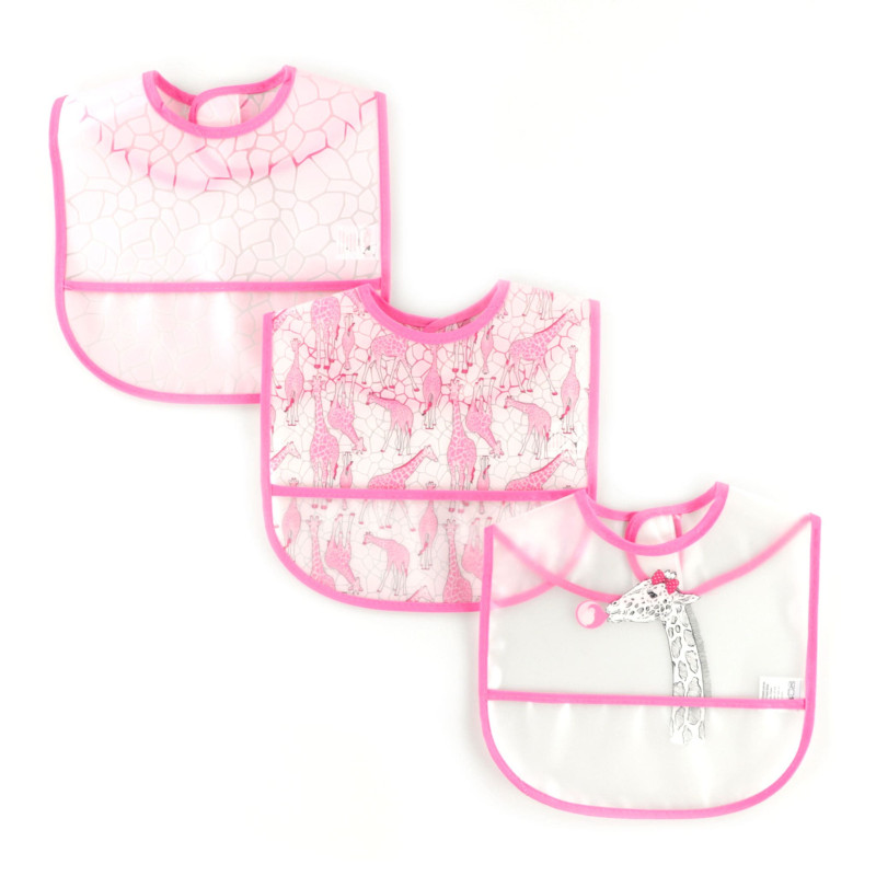 Bib Pack of 3 - Pink Giraffe