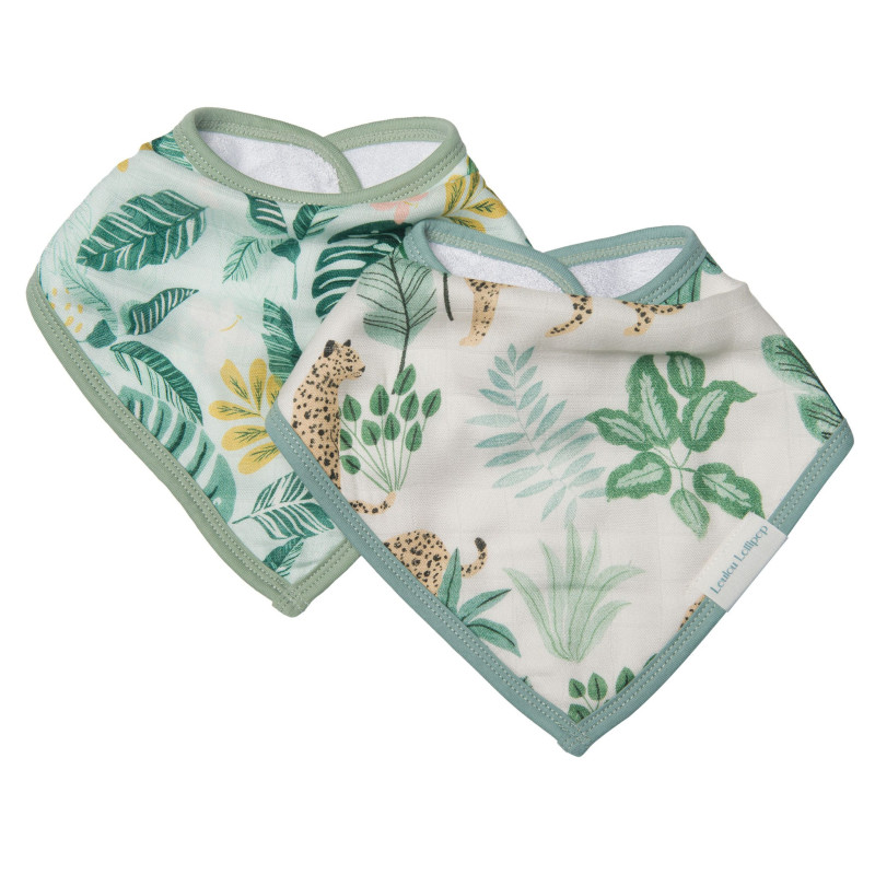 Loulou Lollipop Bavoirs Bandana Mousseline Paquet de 2 - Jungle