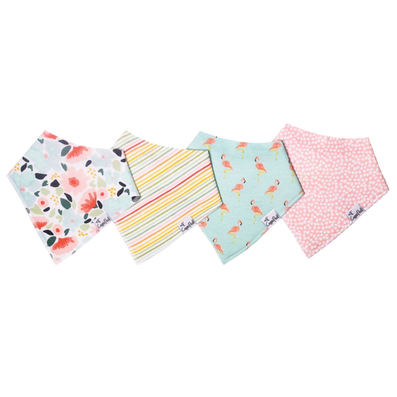 Bibs Pack of 4 - Leilani Flamingo Flowers