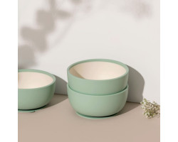 Silicone Suction Bowl with Lid - Sage