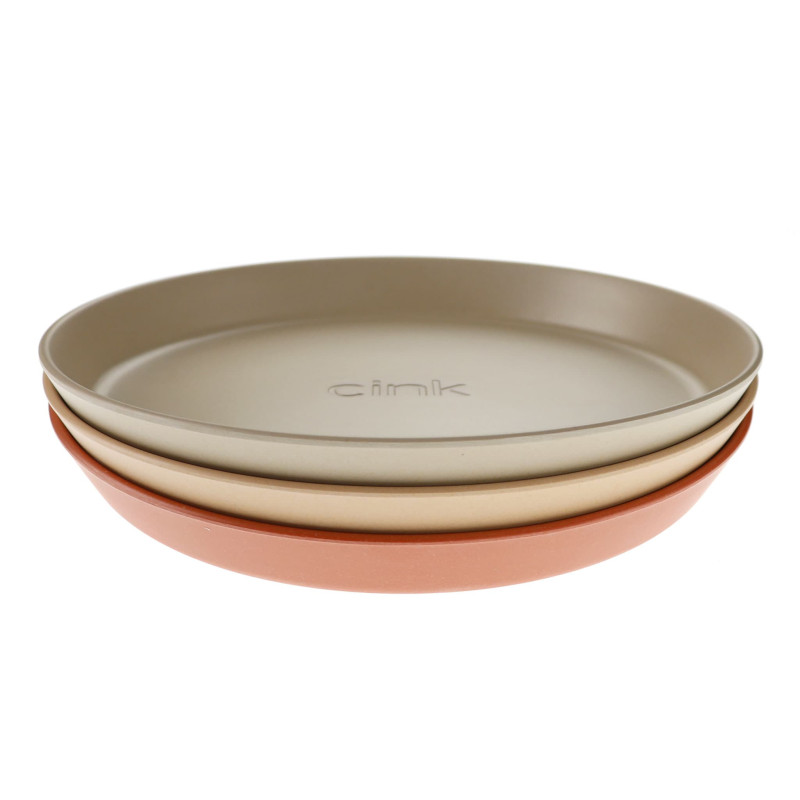 Bamboo Plate Pack of 3 - Fog/Rye/Brick