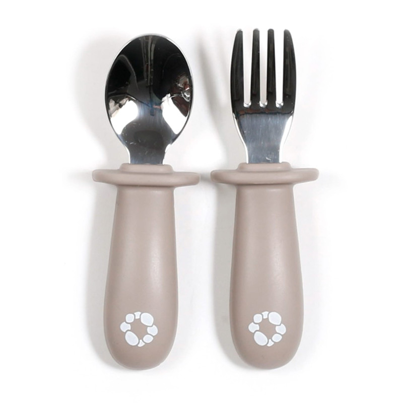 Learning Spoon and Fork Set - Taupe