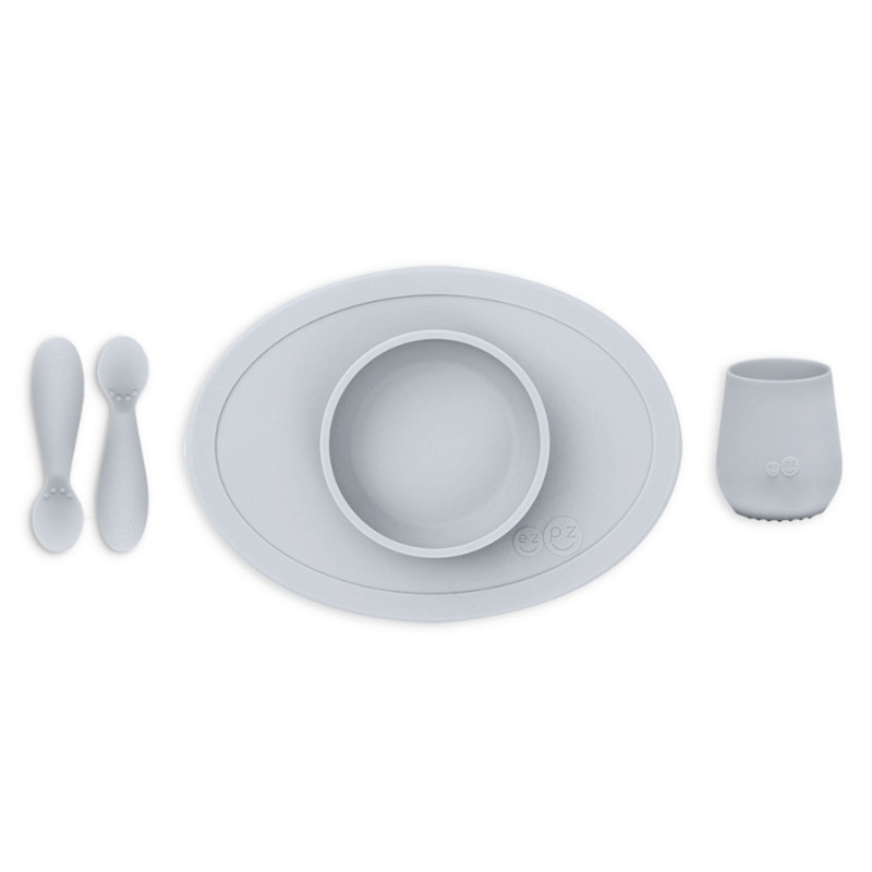 Silicone Learning Tableware Set - Gray