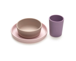 3 Piece Silicone Dinnerware Set - Pink