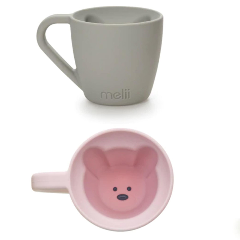 Silicone Bear Cup (2) 200ml - Pink / Gray