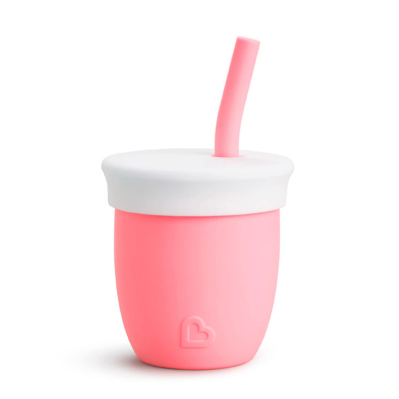 Silicone Cup with Straw 4oz - Coral