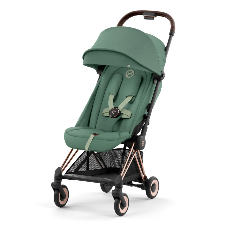 Cybex Poussette Coya - Cadre or rose avec siège vert feuillage