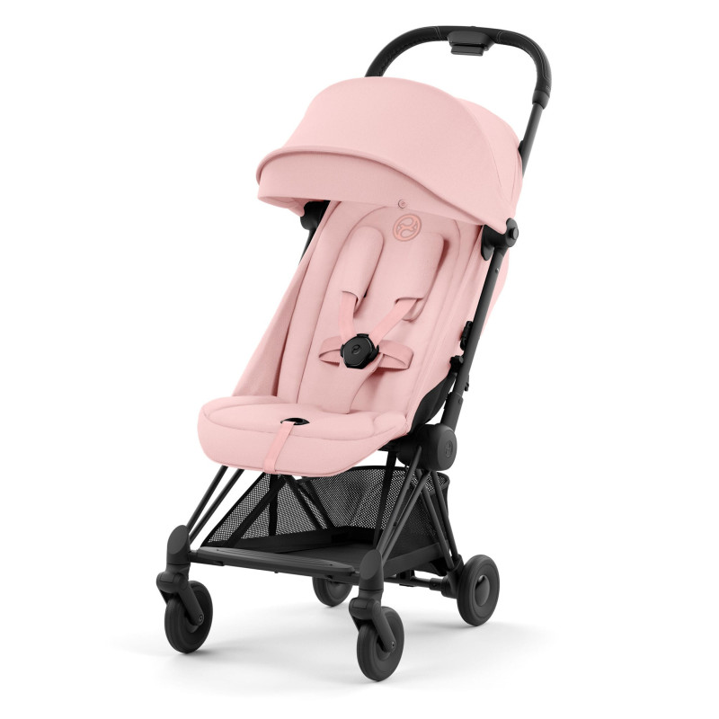 Coya Stroller - Matte Black Frame with Peach Pink Seat
