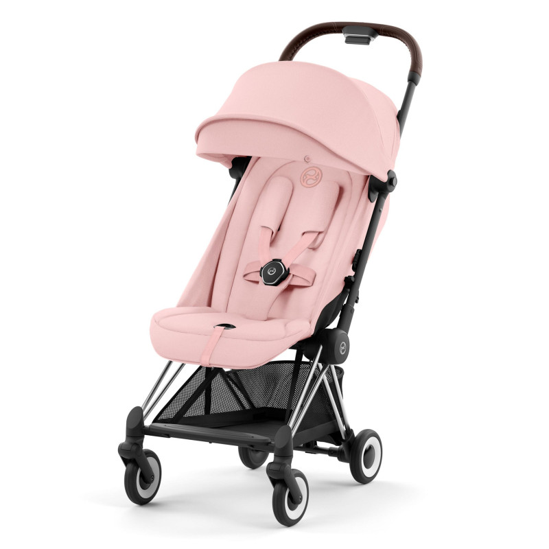 Coya Stroller - Chrome Frame with Peach Pink Seat