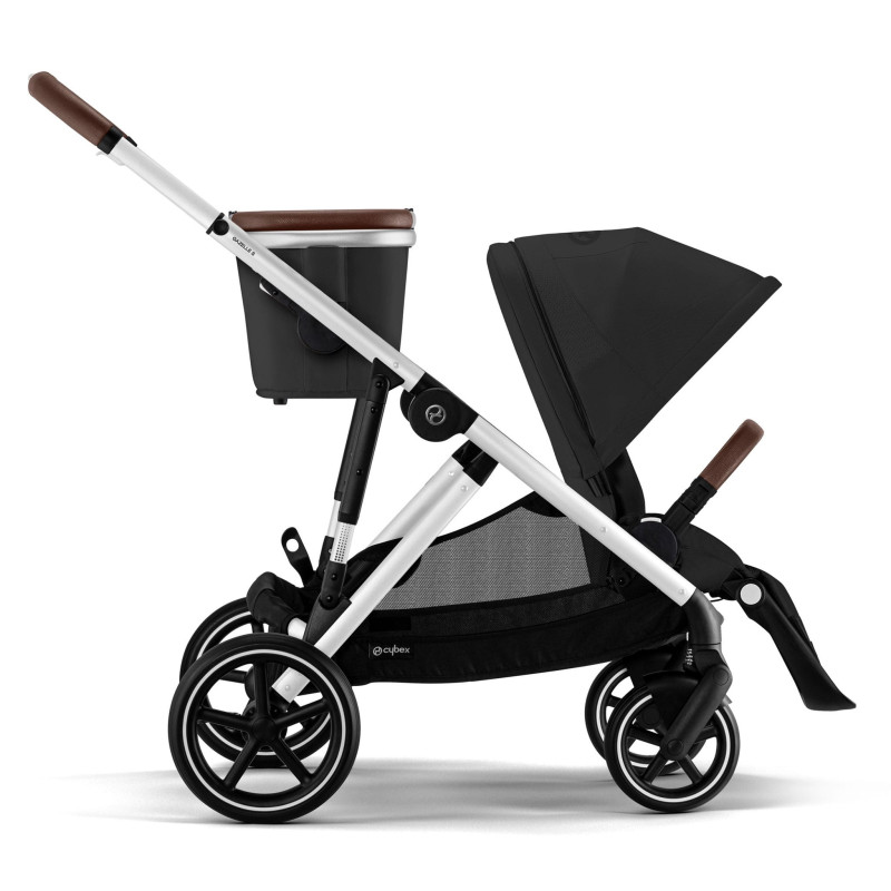 Gazelle S 2 stroller – Silver-colored chassis with Black Moon seat