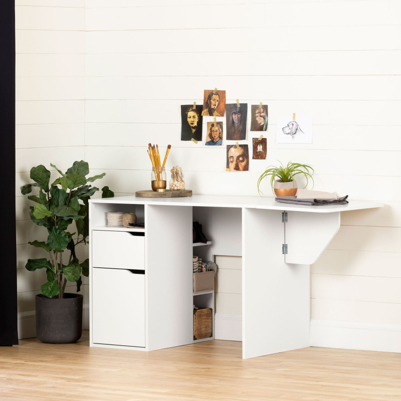 South Shore Table de Bricolage avec Rabat - Crea Blanc solide