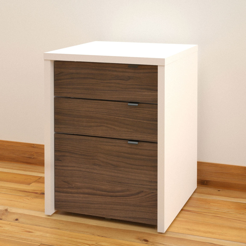 Liber-T 3 Drawer File - White and Walnut