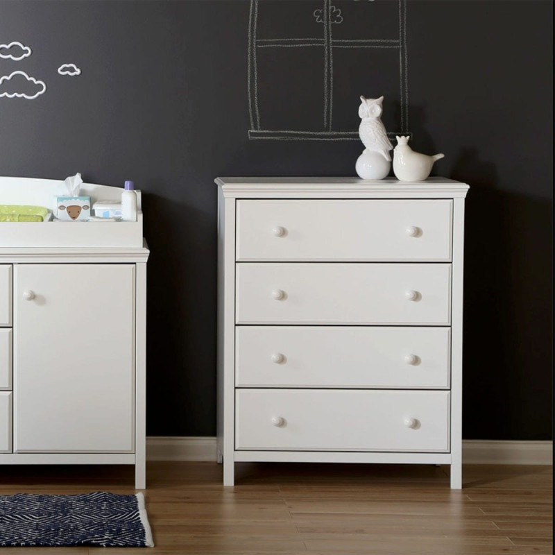 Cotton Candy 4 Drawer Chest - Solid White