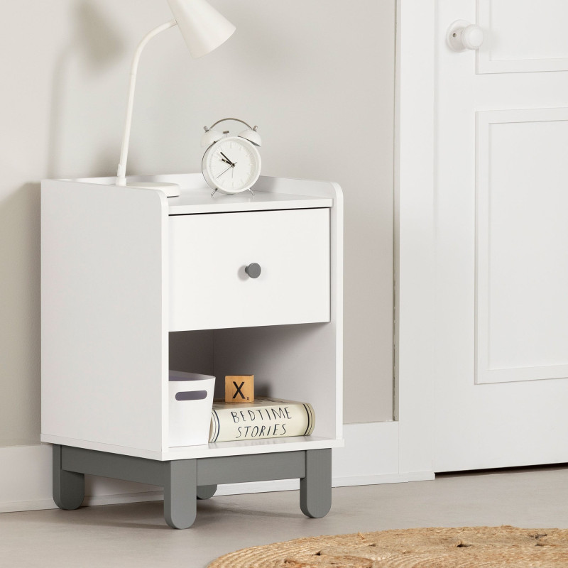 Nightstand - Bebble Light Gray and White