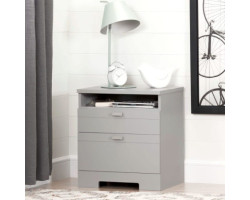 Reevo Nightstand with Wire Organizer - Light Gray