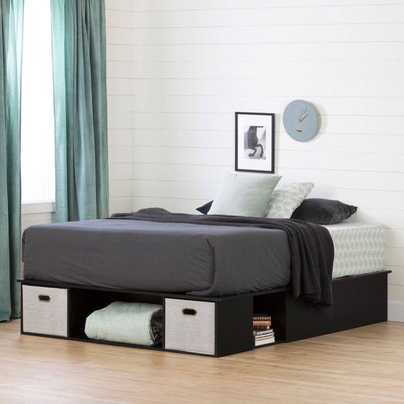 Double bed with storage - Vito Solid Black