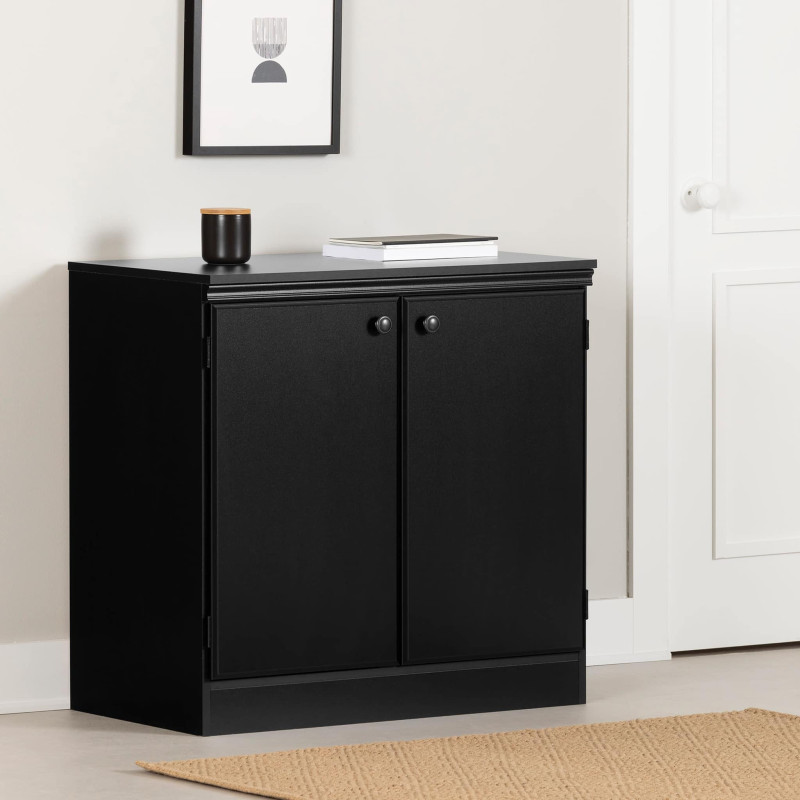 2 Door Storage Cabinet - Morgan Solid Black