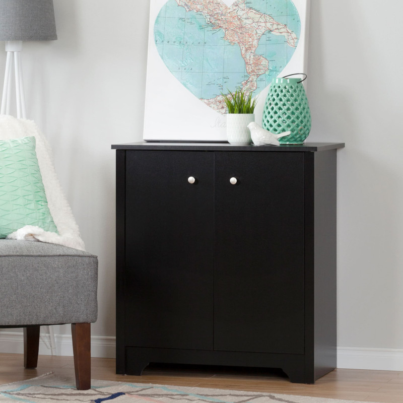 South Shore Armoire de Rangement 2 Portes - Vito Noir Solide