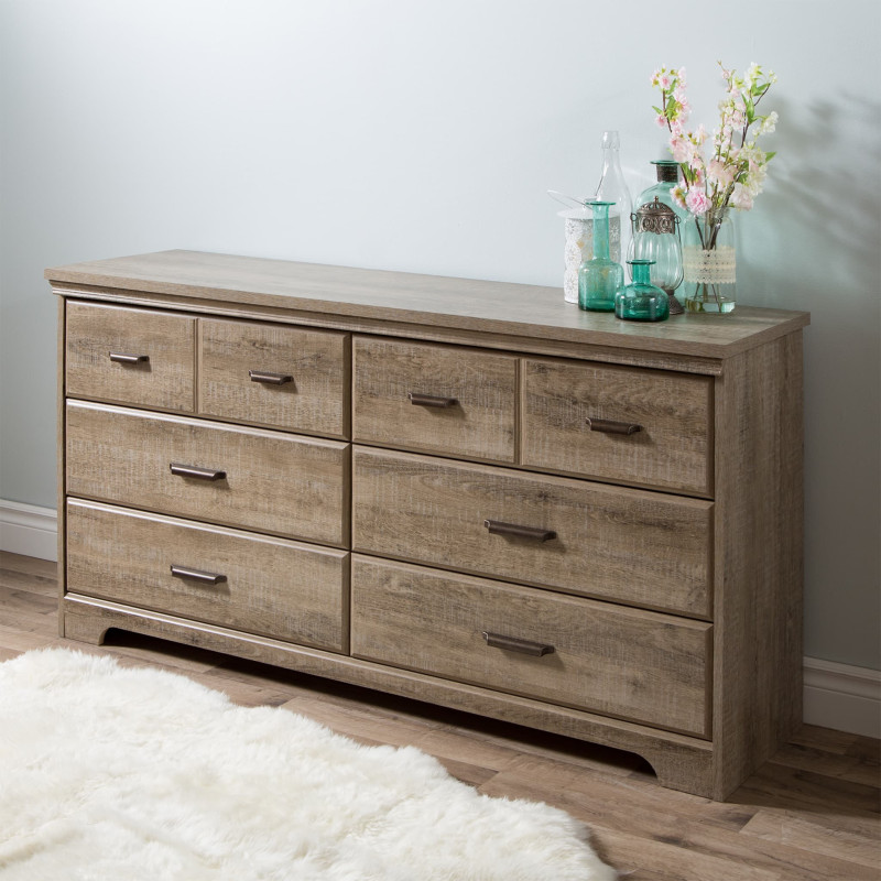 Double Desk 6 Drawers - Versa Aged Oak