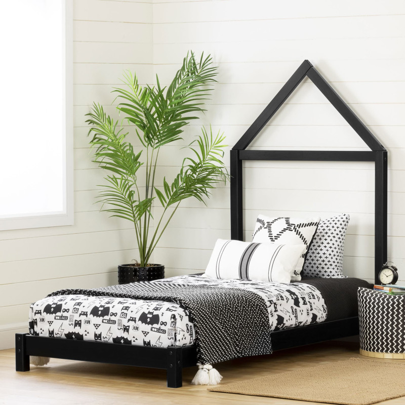 Bed with Headboard Maison Sweedi - Matt Black