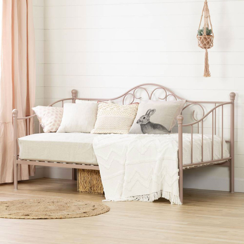 South Shore Lit de Jour en Métal Lily Rose - Rose Blush