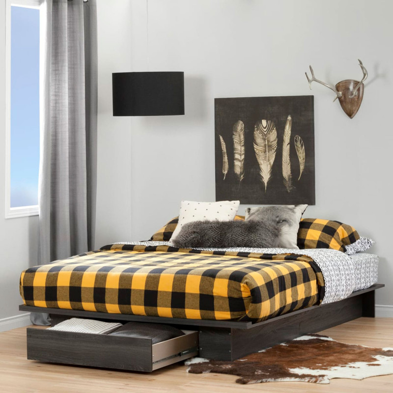 Holland Double / Large Platform Bed - Gray Oak