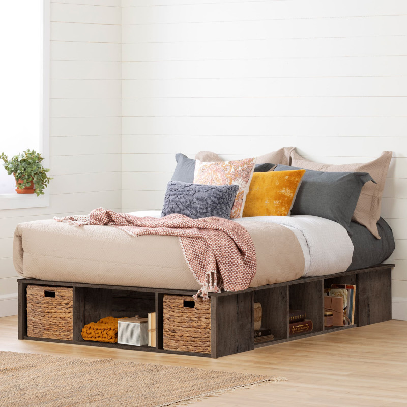 Double Bed with Storage Baskets - Avilla Autumn Oak