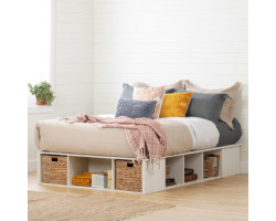 Double Bed with Storage Baskets - Avilla Winter Oak