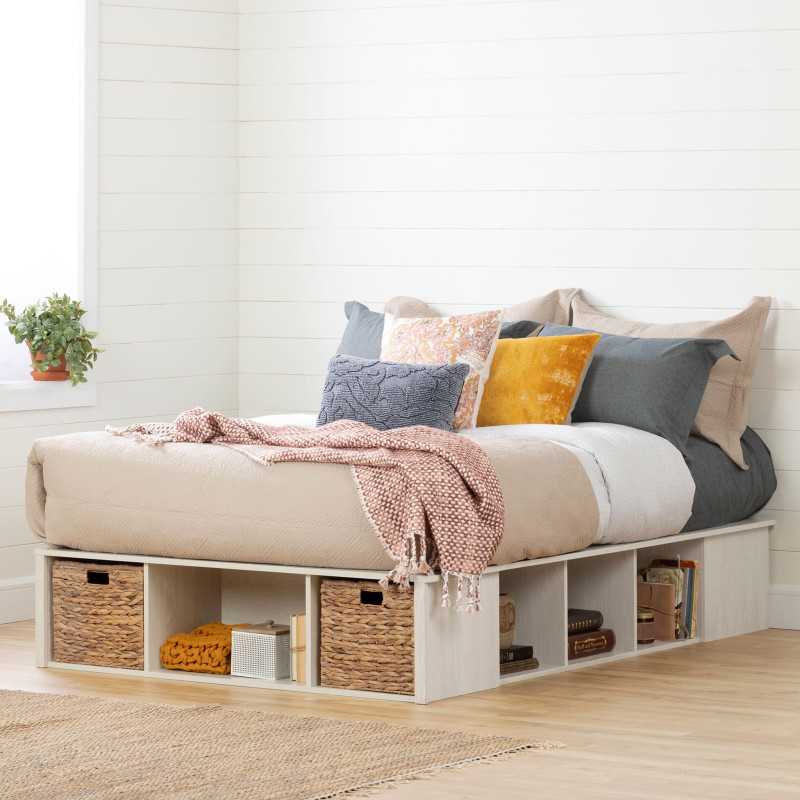 Double Bed with Storage Baskets - Avilla Winter Oak