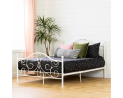 Summer Breeze Double Platform Bed with Metal Leg and Headboard - White