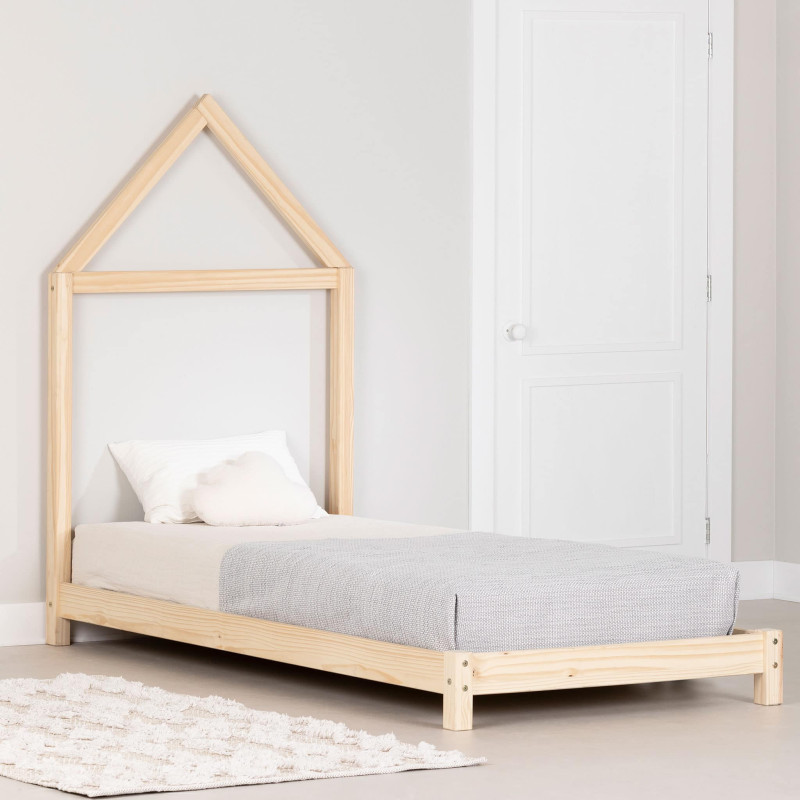 Single Bed with House Headboard - Sweedi Natural