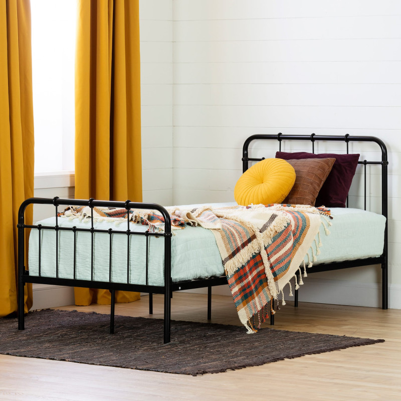 Complete Metal Single Bed - Versa Solid Black