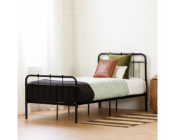 Hankel Single Platform Bed with Metal Leg and Headboard - Solid Black