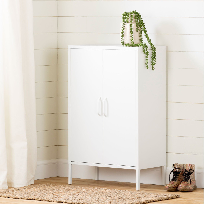 Crea Storage Unit with 2 Metal Doors - White