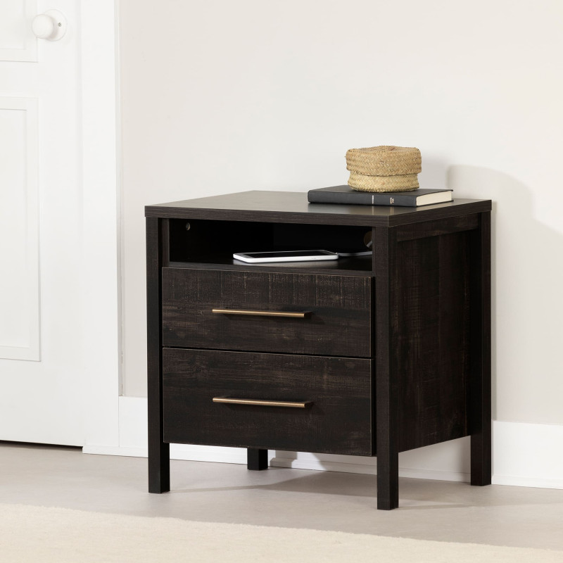 2 Drawer Nightstand - Gravity Antique Black