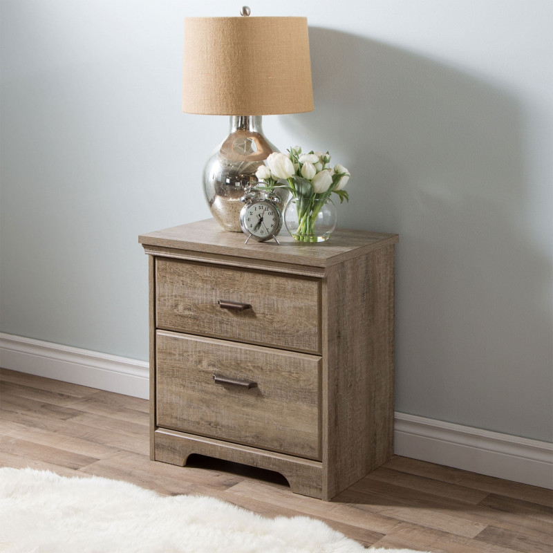 2 Drawer Nightstand - Versa Aged Oak