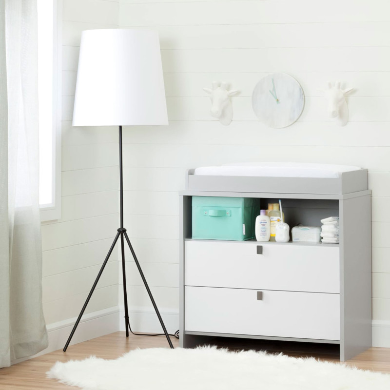 Cookie Changing Table - Light Gray and Solid White