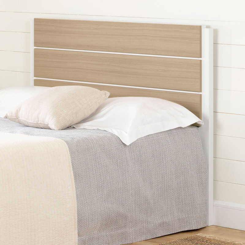 Double Headboard - Munich White and Natural Elm