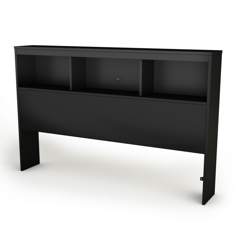 Spark Double Headboard with Bookcase - Solid Black