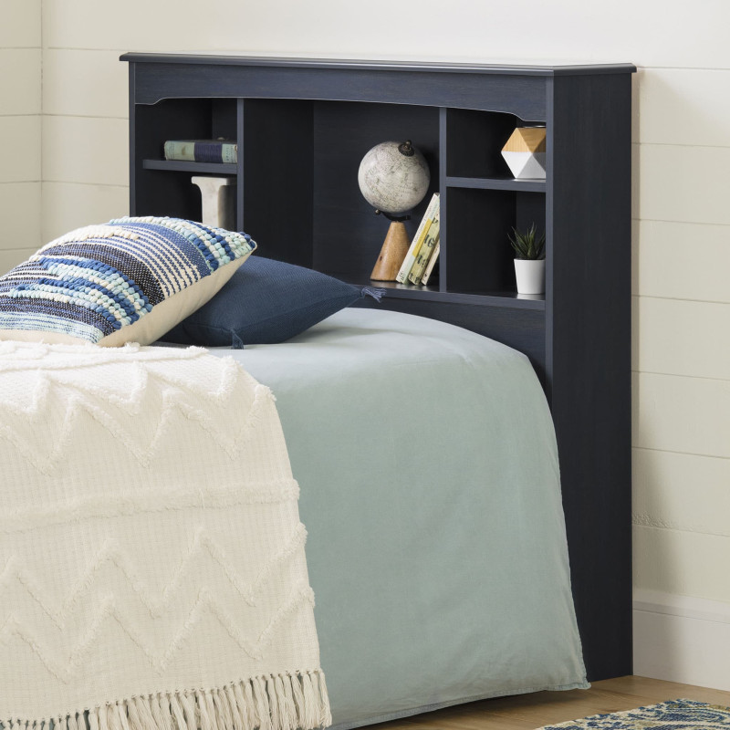 Navali Single Headboard with Bookcase - Blueberry